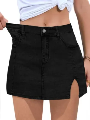 FEKOAFE Womens Jean Shorts 2025 High Waisted Shorts Trendy Denim Skirts with Slit