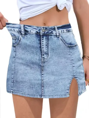 FEKOAFE Womens Jean Shorts 2025 High Waisted Shorts Trendy Denim Skirts with Slit