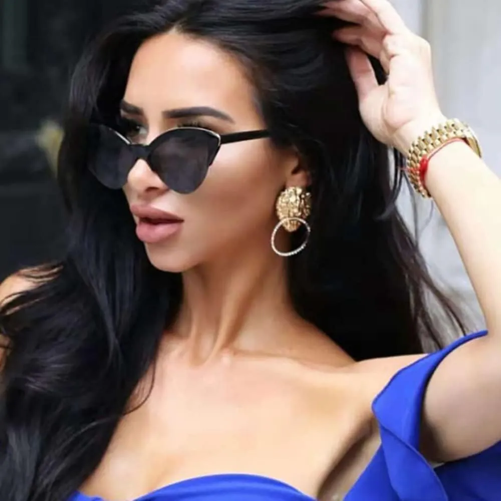 Female Cat Eye Sunglasses Red Cateye Glasses for Women Vintage Gradient Ladies Eyewear