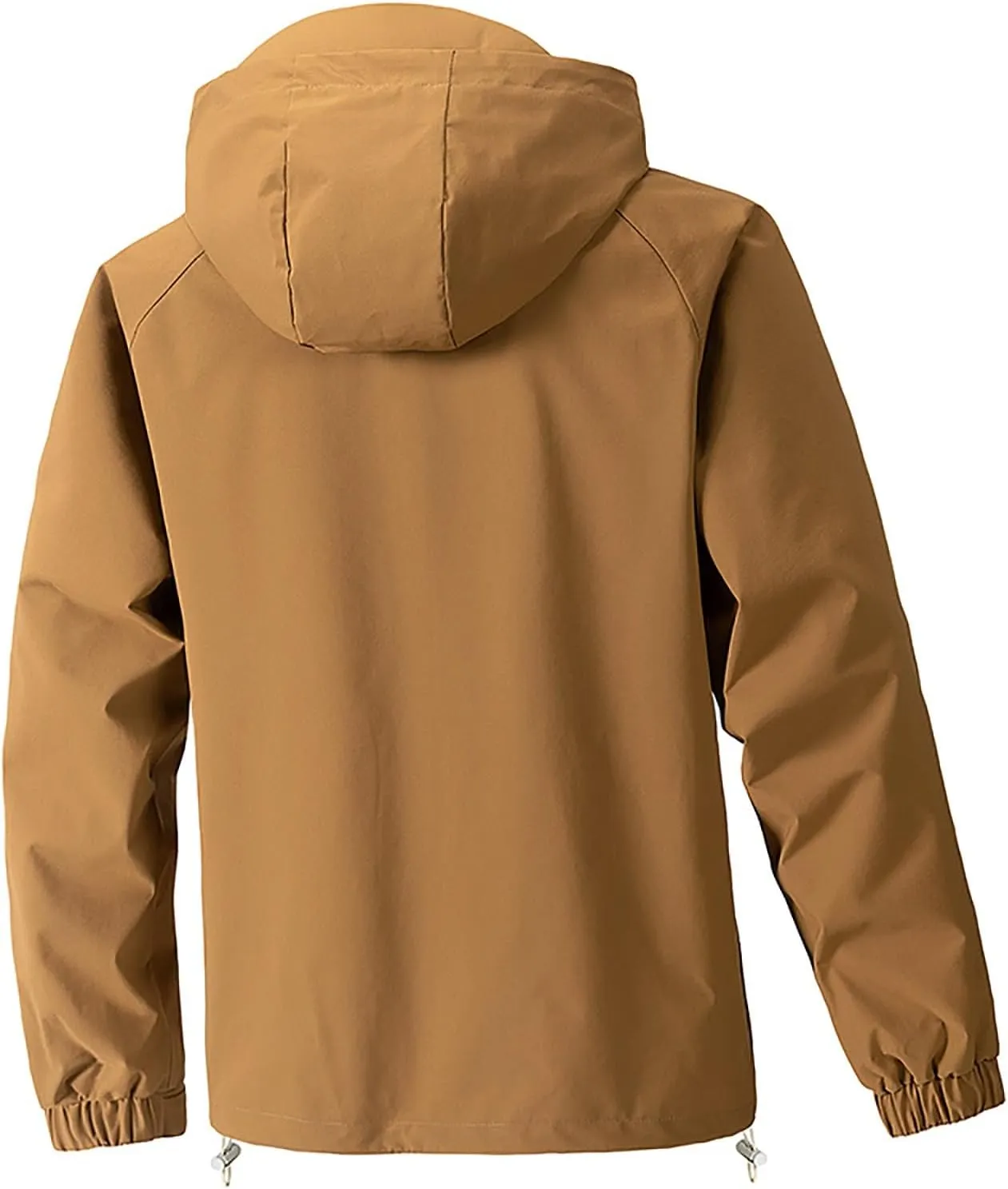 Finelylove Mens Rain Jacket Waterproof Drawstring Hooded Windbreaker Softshell Hiking Travel Jacket Fall Winter Coat