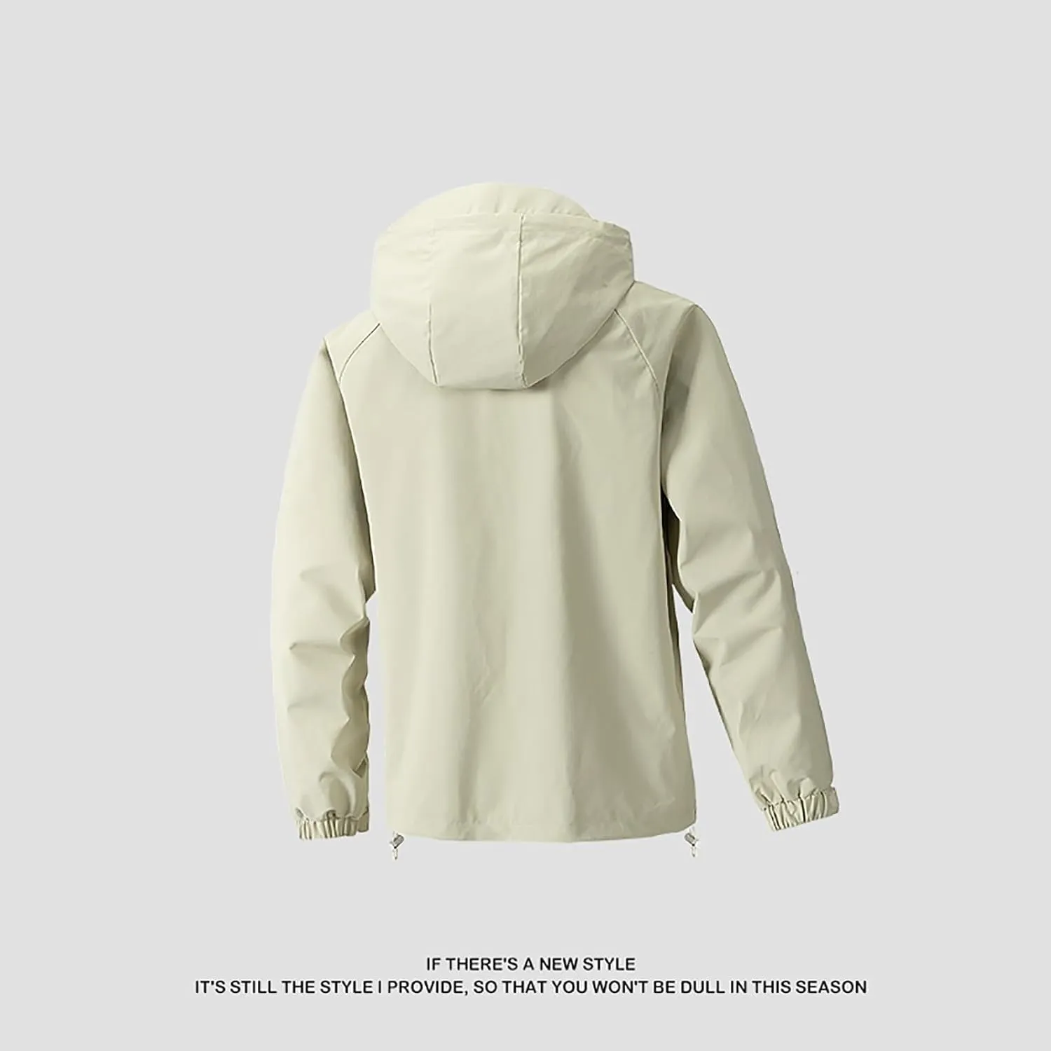Finelylove Mens Rain Jacket Waterproof Drawstring Hooded Windbreaker Softshell Hiking Travel Jacket Fall Winter Coat
