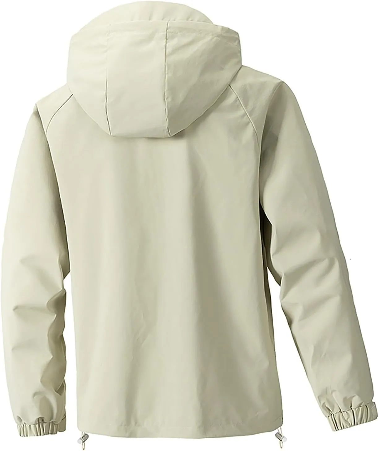 Finelylove Mens Rain Jacket Waterproof Drawstring Hooded Windbreaker Softshell Hiking Travel Jacket Fall Winter Coat
