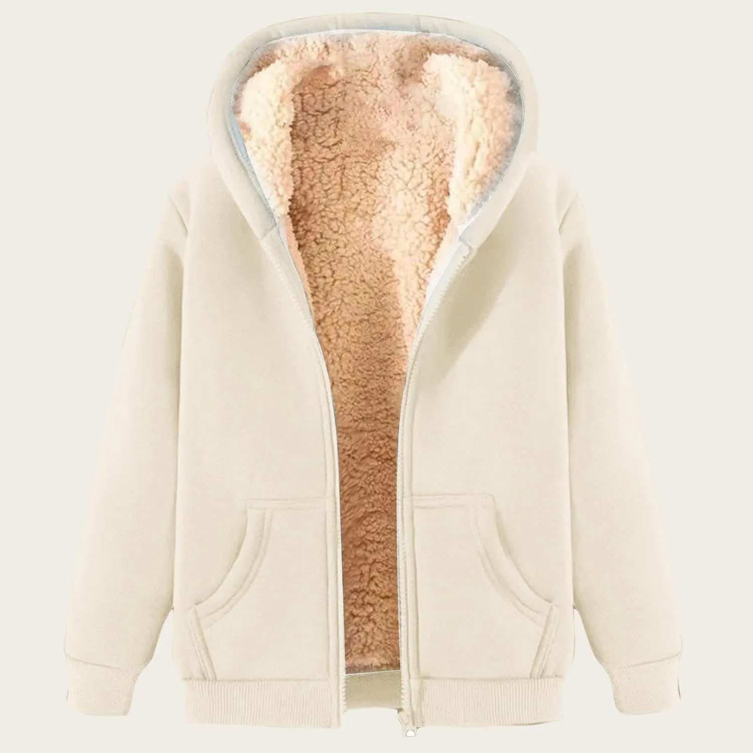 Fleece Hoodie for Men Full Zip Sherpa Lined Sweatshirt Winter Warm Hooded Coat Solid Thermal Coats Work Wear for Men
