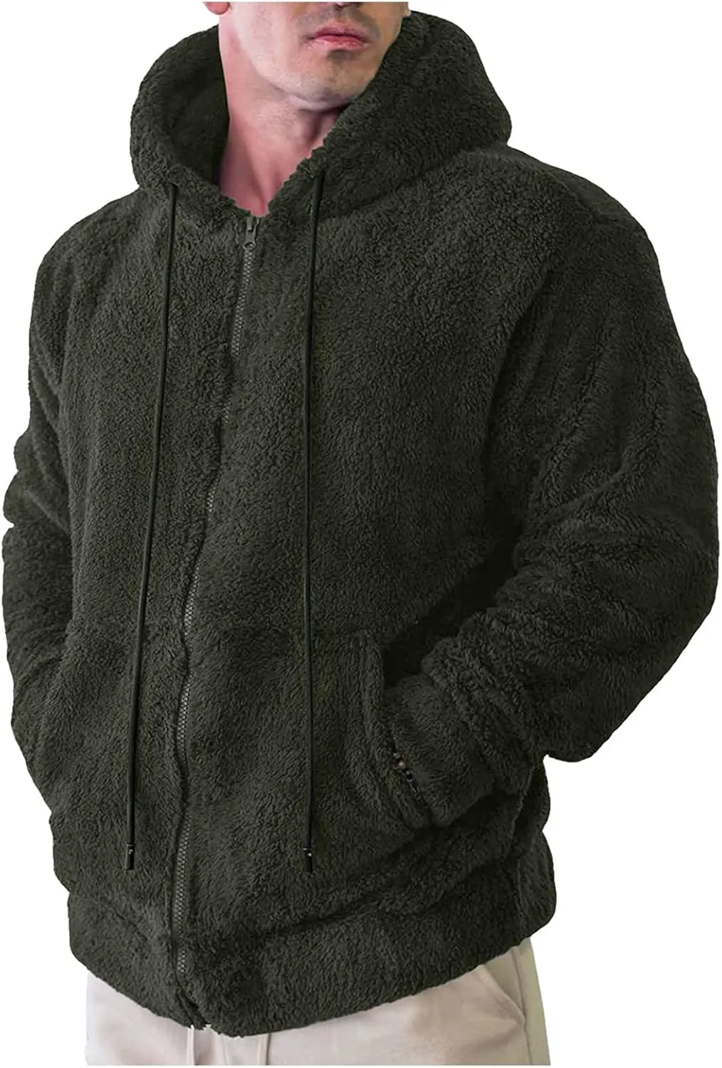 Fleece Jacket Men, Men's Outdoor Casual Fleece Sherpa Lined Button Down Shirt Jacket Heavyweight Jacket Coats