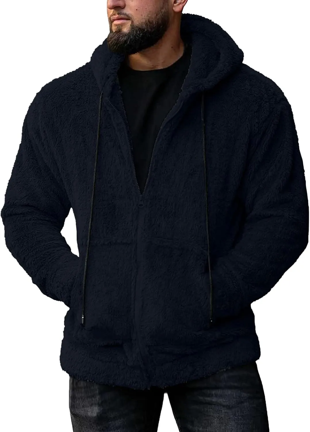 Fleece Jacket Men, Men's Outdoor Casual Fleece Sherpa Lined Button Down Shirt Jacket Heavyweight Jacket Coats