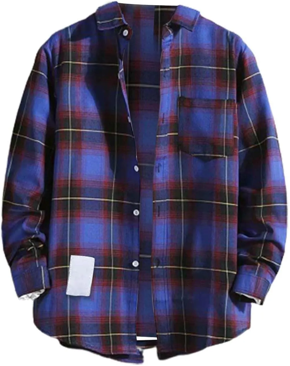 Fleece Plaid Flannel Jacket Button Long Sleeve Shirt Tops Men's Cardigan Long Sleeve Button Up Fleece Plaid Shirts