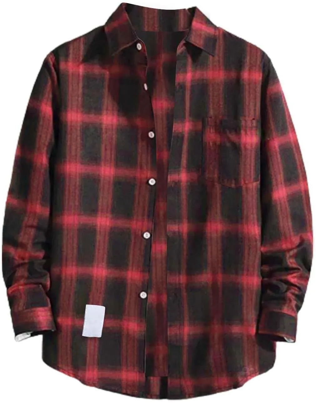 Fleece Plaid Flannel Jacket Button Long Sleeve Shirt Tops Men's Cardigan Long Sleeve Button Up Fleece Plaid Shirts