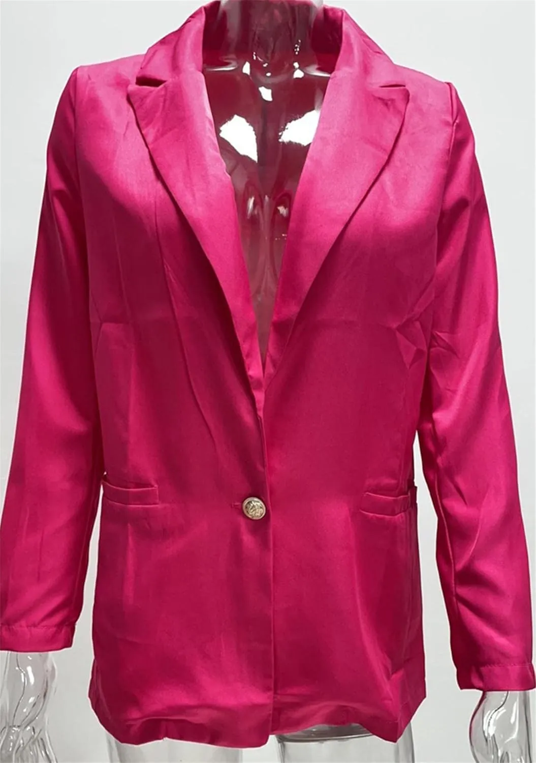 FLITAY Womens Slim Long Sleeve Blazer One Button Back Slit Cardigan Solid Notch Lapel Jackets with Pockets
