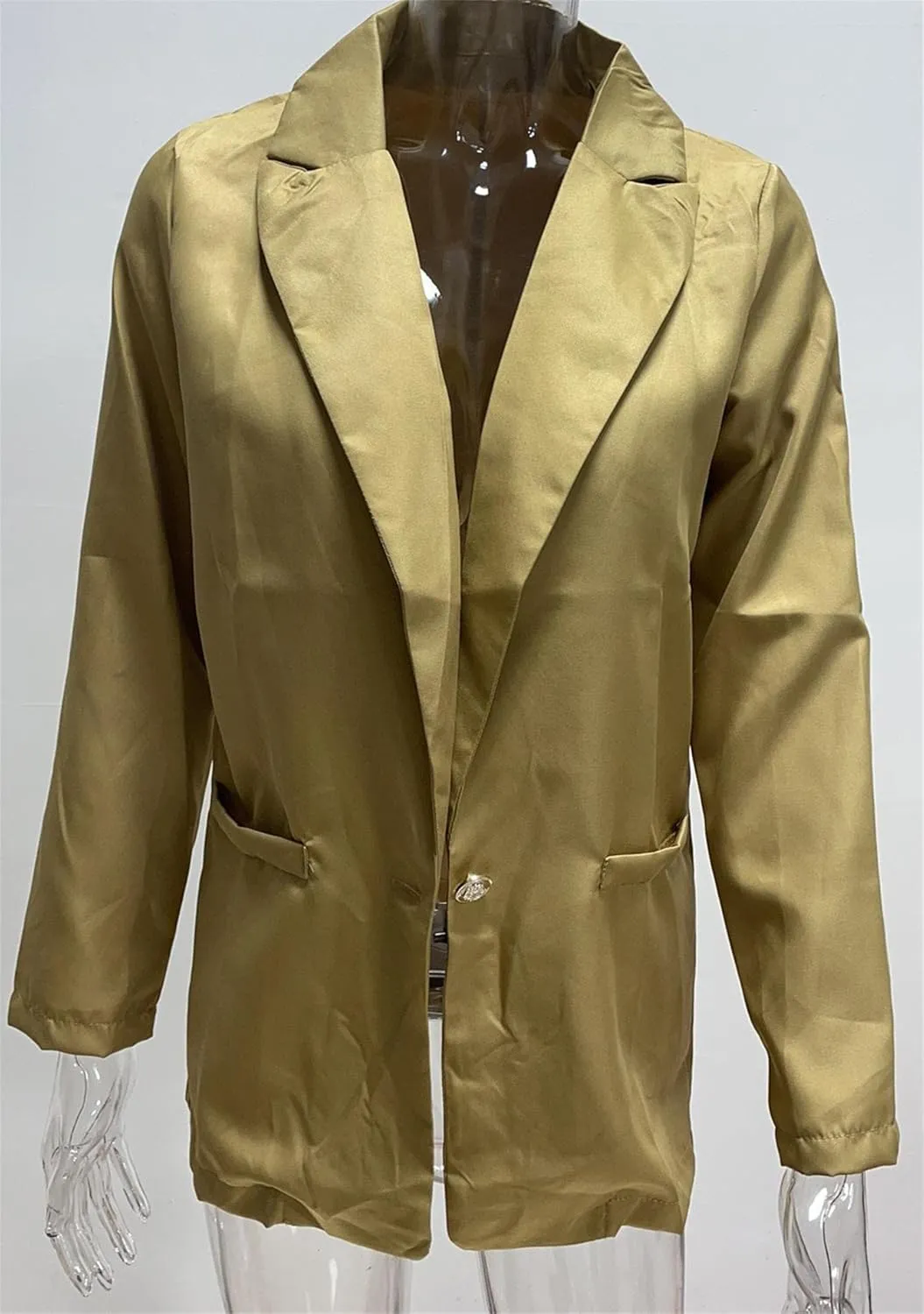 FLITAY Womens Slim Long Sleeve Blazer One Button Back Slit Cardigan Solid Notch Lapel Jackets with Pockets