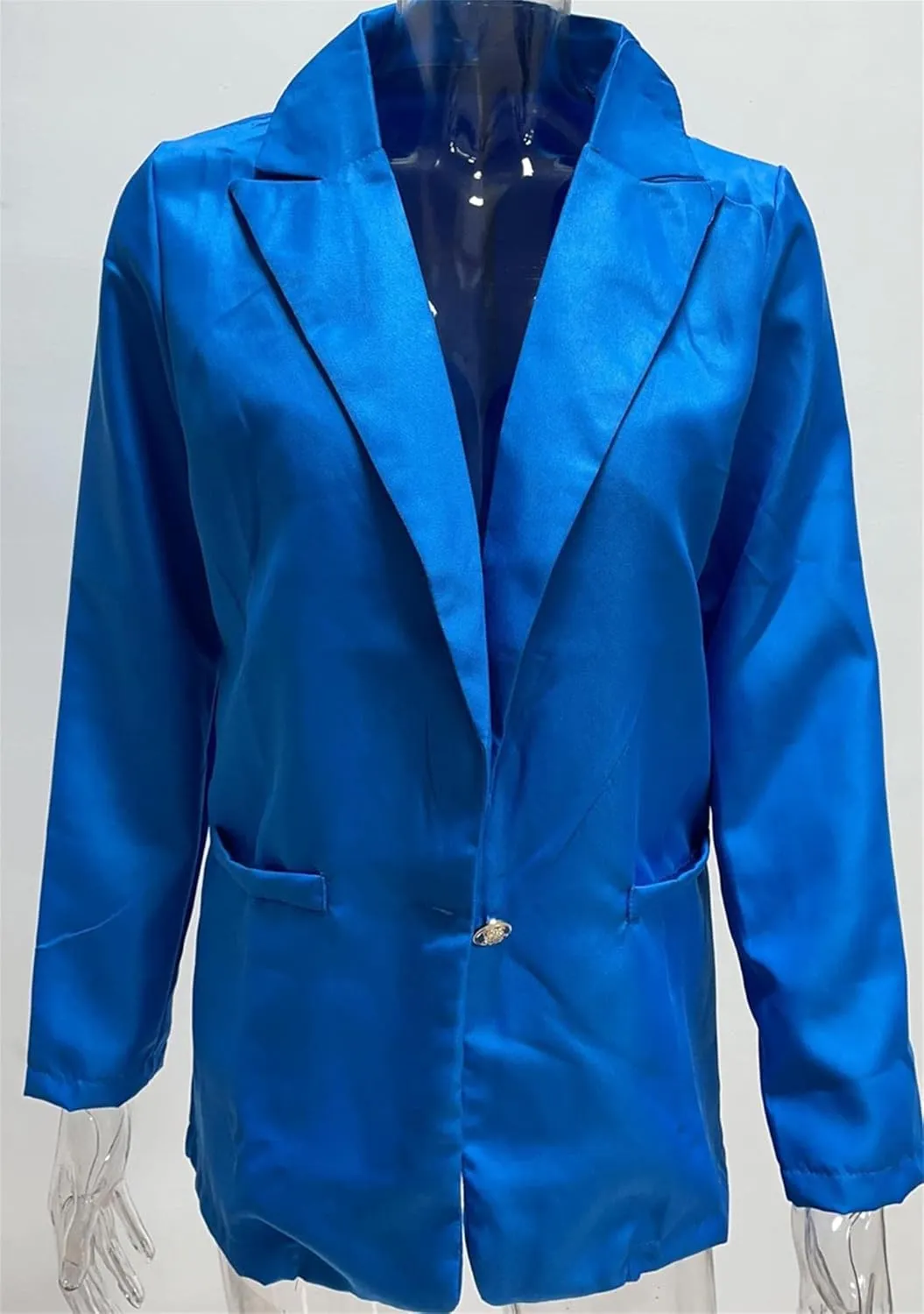 FLITAY Womens Slim Long Sleeve Blazer One Button Back Slit Cardigan Solid Notch Lapel Jackets with Pockets
