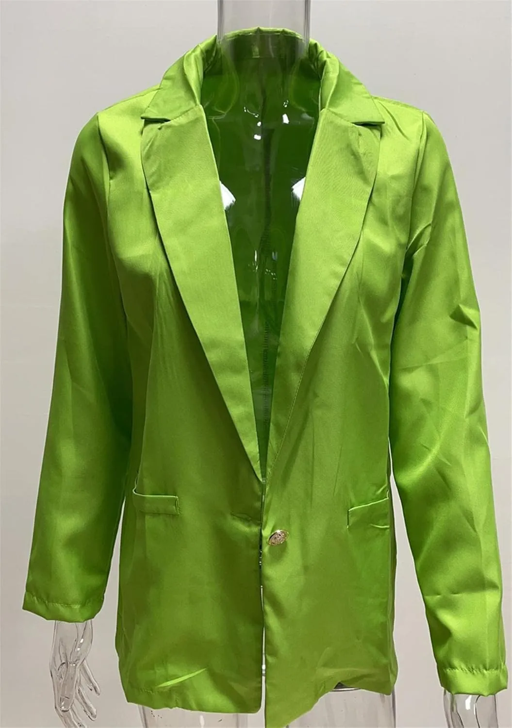 FLITAY Womens Slim Long Sleeve Blazer One Button Back Slit Cardigan Solid Notch Lapel Jackets with Pockets