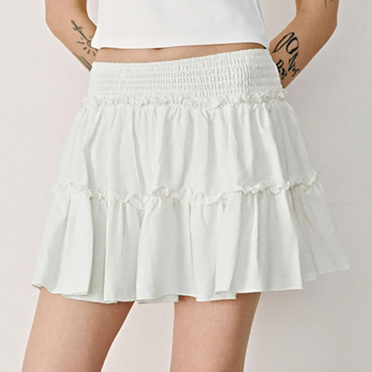 Flowy Shorts for Women Summer Boho Ruffle Tiered Skorts High Waist Mini Skirts Golf Tennis Going Out Trendy Shorts