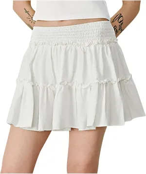 Flowy Shorts for Women Summer Boho Ruffle Tiered Skorts High Waist Mini Skirts Golf Tennis Going Out Trendy Shorts