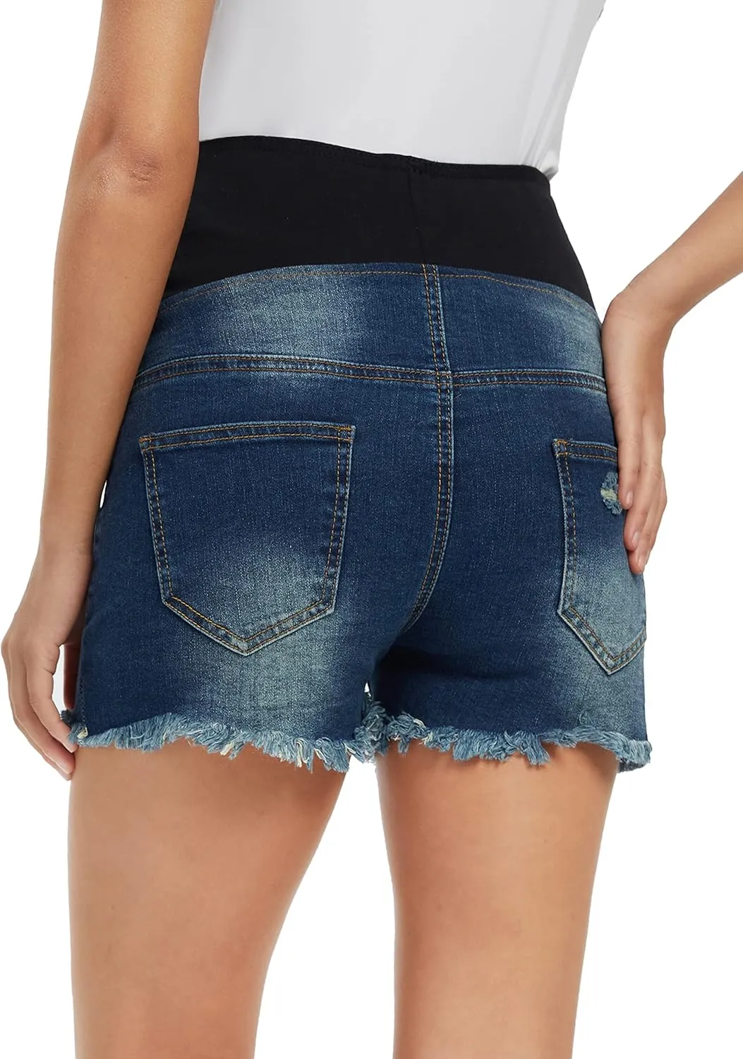 Foucome Women's Maternity Jean Shorts Fit Belly Denim Shorts Pregnancy Summer Casual Short Pants
