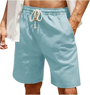 Generic Man Sport Gym Beach Shorts Shorts for Man Faux Linen Hawaiian Ruched Tropical Straight Leg Basic Fall Summer 2024