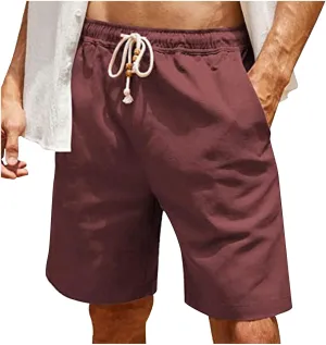 Generic Man Sport Gym Beach Shorts Shorts for Man Faux Linen Hawaiian Ruched Tropical Straight Leg Basic Fall Summer 2024
