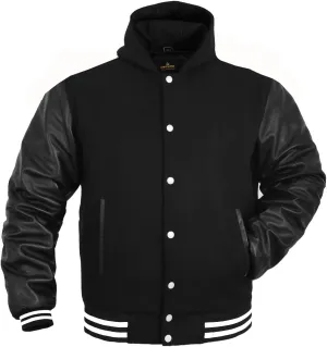 GENZ FASHION Women Varsity Jacket Genuine Leather Sleeve and Wool Blend Letterman Ladies Girls College Varsity Jackets