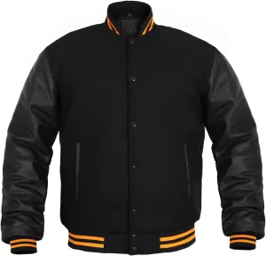 GENZ FASHION Women Varsity Jacket Genuine Leather Sleeve and Wool Blend Letterman Ladies Girls College Varsity Jackets