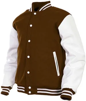 GENZ Mens Women Varsity Jacket Genuine Leather Sleeve and Wool Blend Letterman College Varsity Jackets (SMALL)