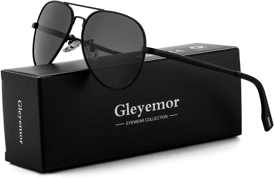Gleyemor Aviator Sunglasses, Polarized 52MM Frame for Small Faces
