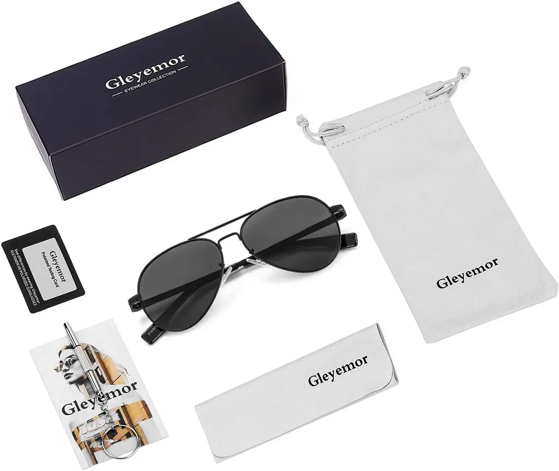 Gleyemor Aviator Sunglasses, Polarized 52MM Frame for Small Faces