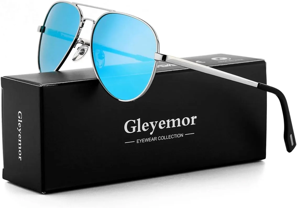 Gleyemor Aviator Sunglasses, Polarized 52MM Frame for Small Faces