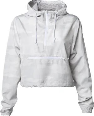 Global Blank Women's Long Sleeve Crop Top Half Zip Up Cropped Jacket with Hood for Women