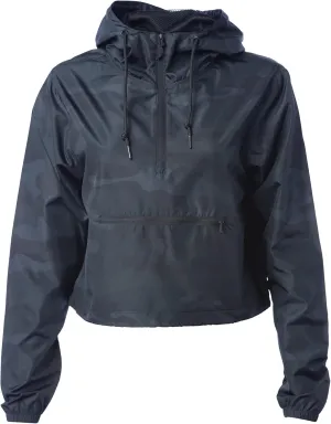 Global Blank Women's Long Sleeve Crop Top Half Zip Up Cropped Jacket with Hood for Women