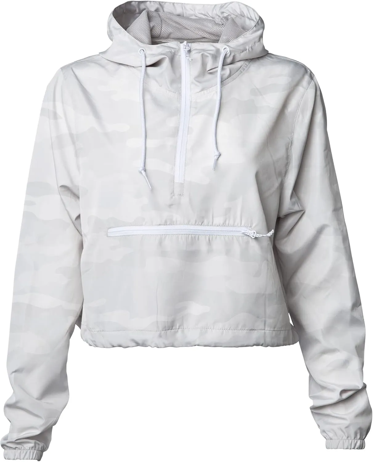 Global Blank Women's Long Sleeve Crop Top Half Zip Up Cropped Jacket with Hood for Women