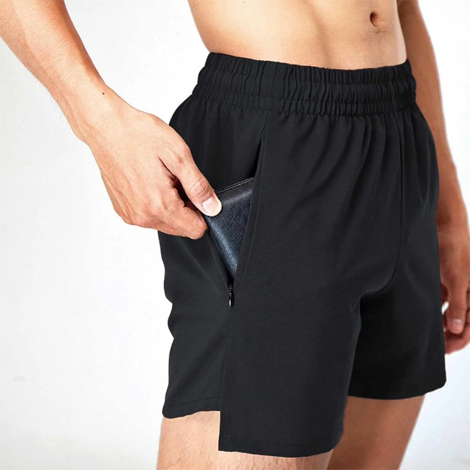 Gym Shorts Men Casual Workout Athletic Running Shorts Quick Dry Lightweight Elastic Waist Summer Pockets Short Pants