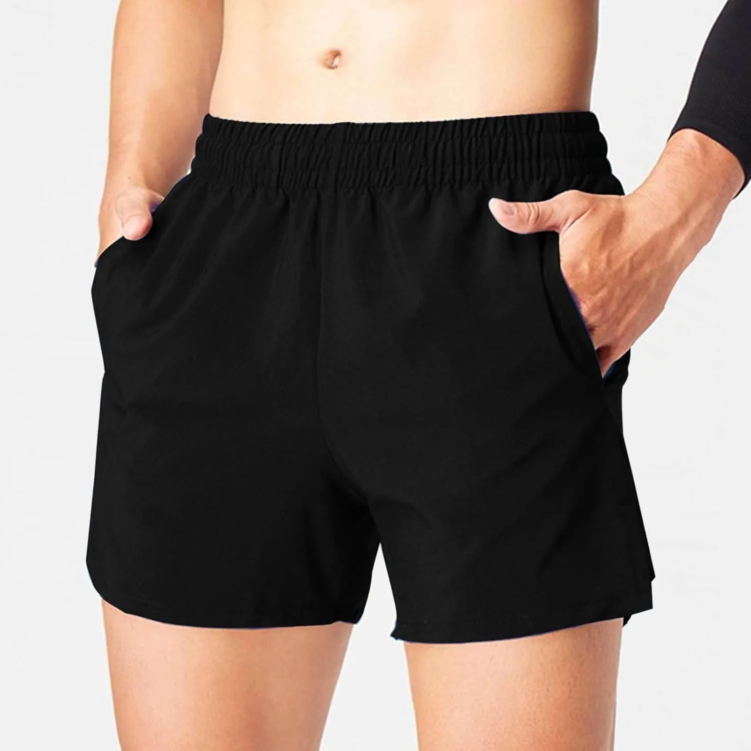 Gym Shorts Men Casual Workout Athletic Running Shorts Quick Dry Lightweight Elastic Waist Summer Pockets Short Pants