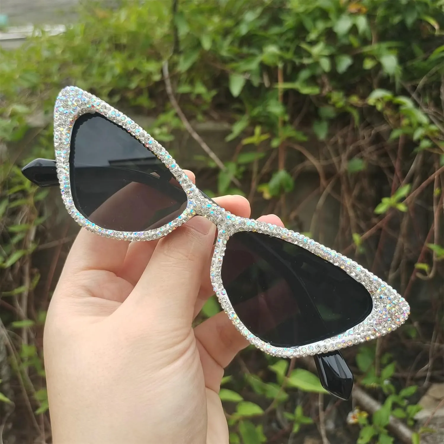 helena Unique leg Crystal Diamond Sunglasses Women Vintage Cat Eye Party Eyewear Sparkling Rhinestone Gradient Shades