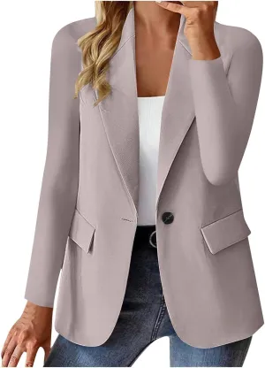 HGps8w Women's Casual Blazers Open Front Long Sleeve Classic Solid Color Work Office Suit Jackets