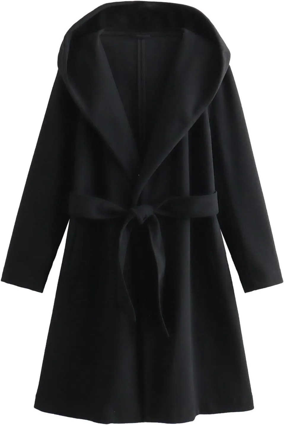 HGps8w Women's Elegant Wool Blend Wrap Coat - Long Hoodies Peacoat Casual Winter Jacket Mid-Long Overcoats with Belt