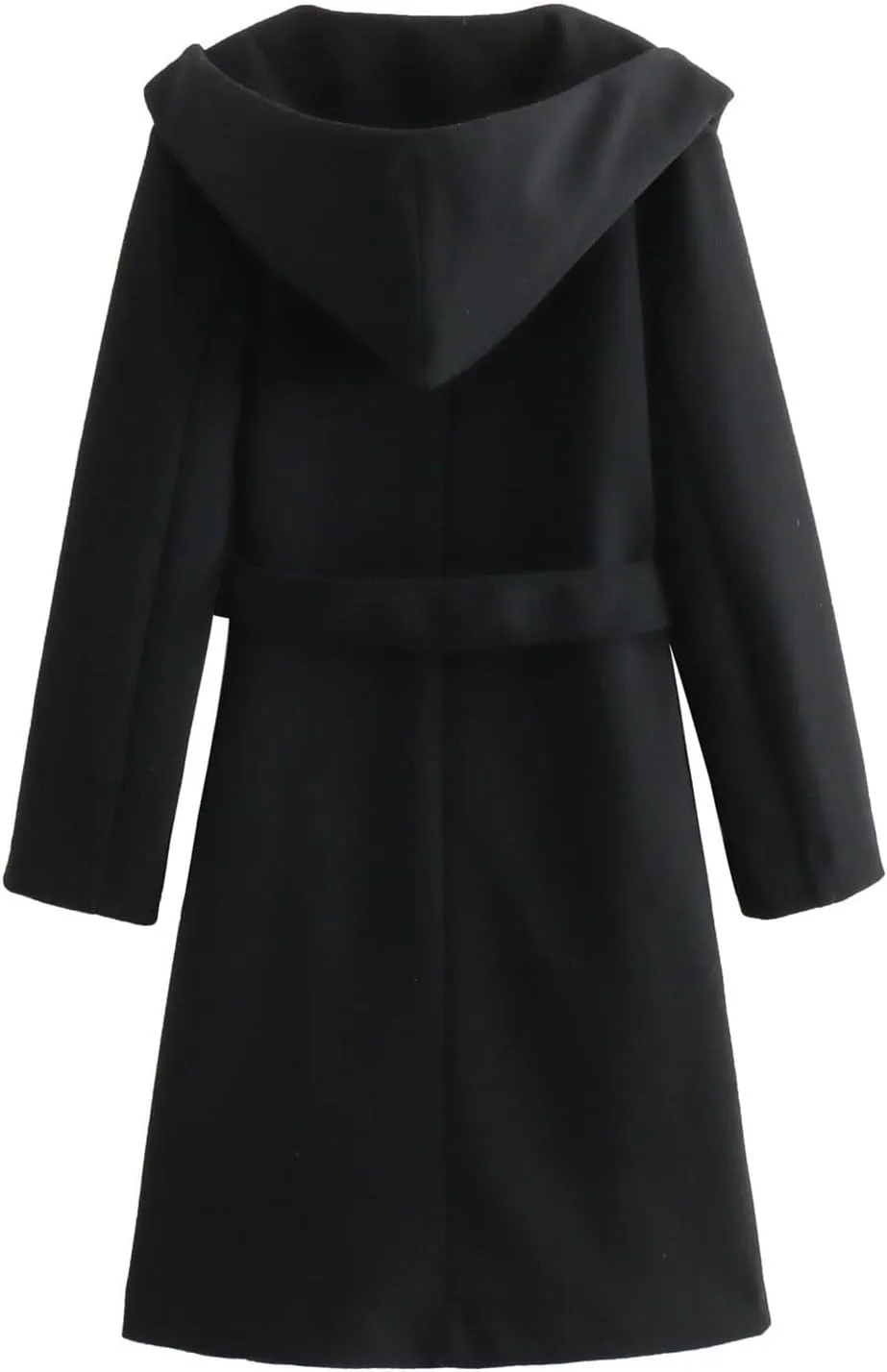 HGps8w Women's Elegant Wool Blend Wrap Coat - Long Hoodies Peacoat Casual Winter Jacket Mid-Long Overcoats with Belt