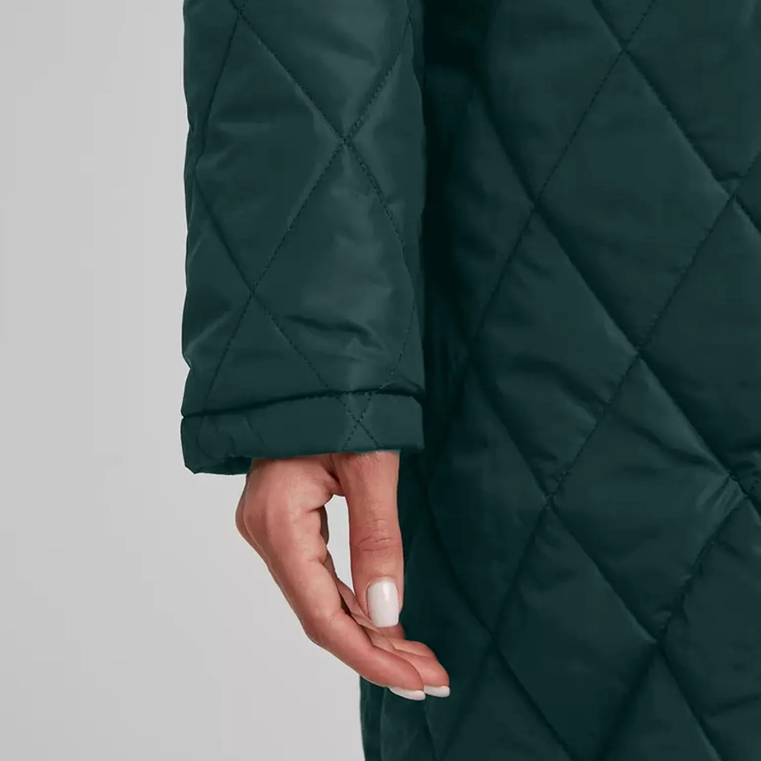 HGps8w Women's Mid-Long Quilted Wrap Coat Hooded Long Sleeve Puffer Jacket Winter Warm Padded Down Coats Elegant Outerwear