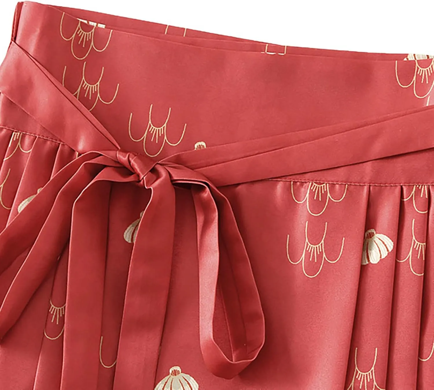 High Waisted Skirts for Women Flower Print Pleated Tie Up A-Line Long Skirt Hanfu Chinese Style Horse Face Skirt
