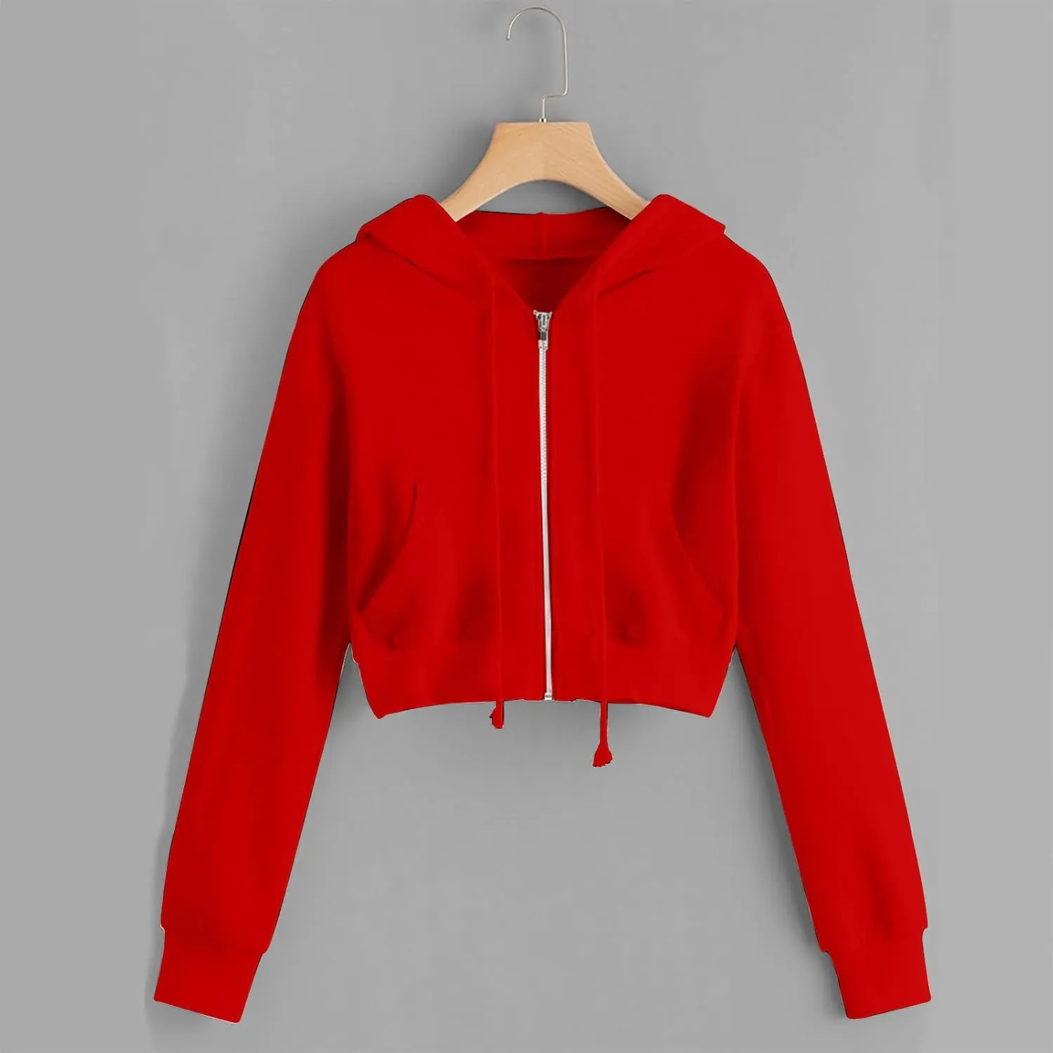 Hoodies for Women White Cropped Zip Up Hoodie Trendy Teen Girls Crop Top Jackets Casual Cute Cropped Hooded Jacket