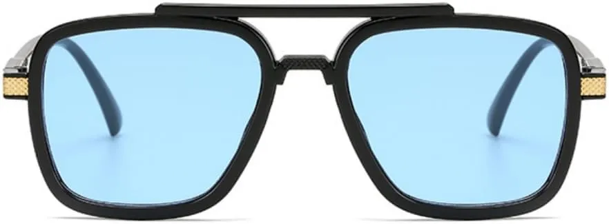 IKANOO Tony Stark Sunglasses for Men Women Vintage Square Metal Frame Iron Man Glasses Spider Man Eyeglasses