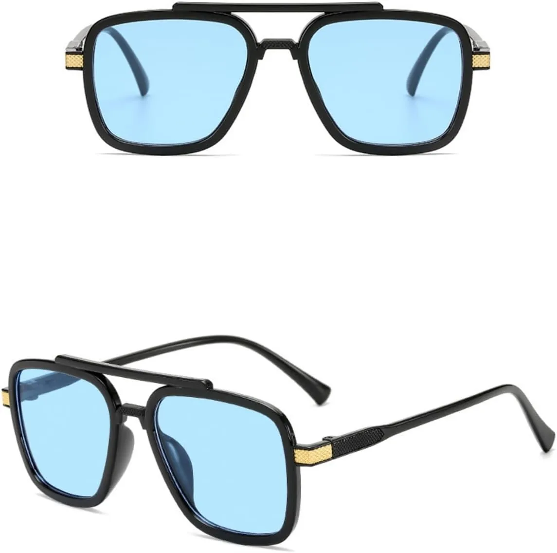 IKANOO Tony Stark Sunglasses for Men Women Vintage Square Metal Frame Iron Man Glasses Spider Man Eyeglasses