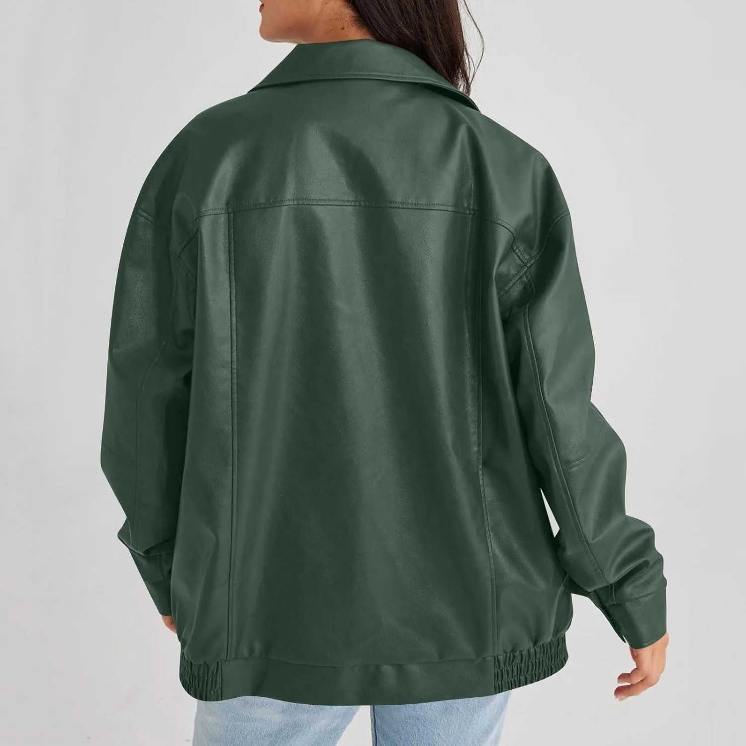 Jackets For Women Faux Leather Oversized Zipper Jackets Trendy Motocycle Casual Winter Coats With Pockets 2024 Clothes