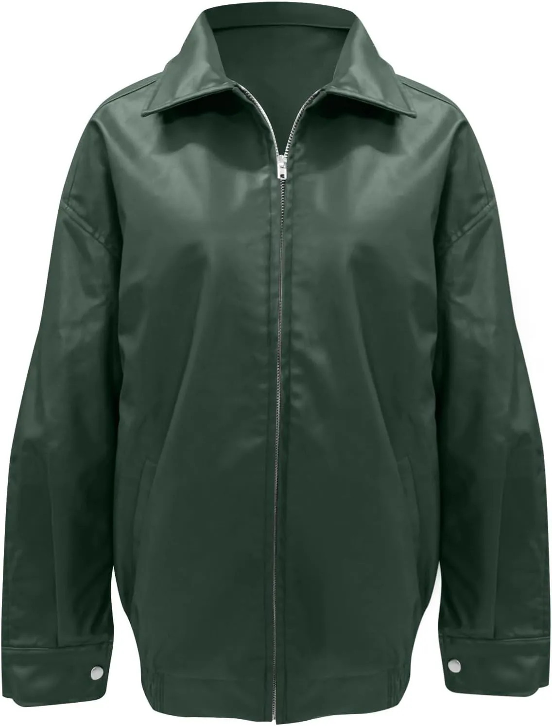 Jackets For Women Faux Leather Oversized Zipper Jackets Trendy Motocycle Casual Winter Coats With Pockets 2024 Clothes