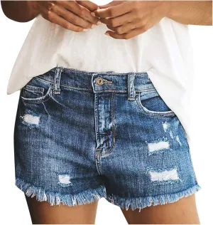 Jean Shorts for Women Denim High Waisted Stretchy Summer 2024 Casual Frayed Denim Short Classic Trendy Summer 2024