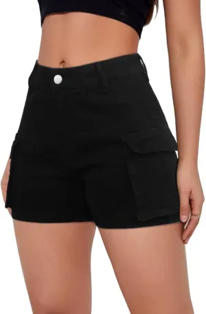 Jean Shorts Womens High Waisted Stretchy Cargo Denim Shorts Y2k Straight Leg