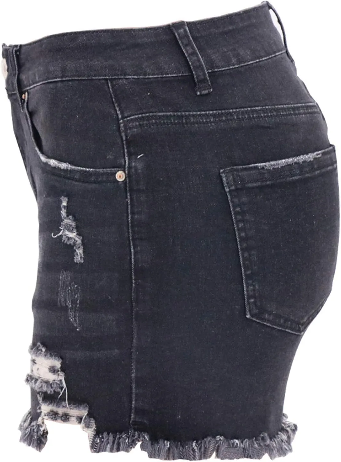 Jean Shorts Womens Mid-High Waisted Jean Shorts Distressed Skinny Denim Shorts Summer Hot Raw Hem Casual Shorts