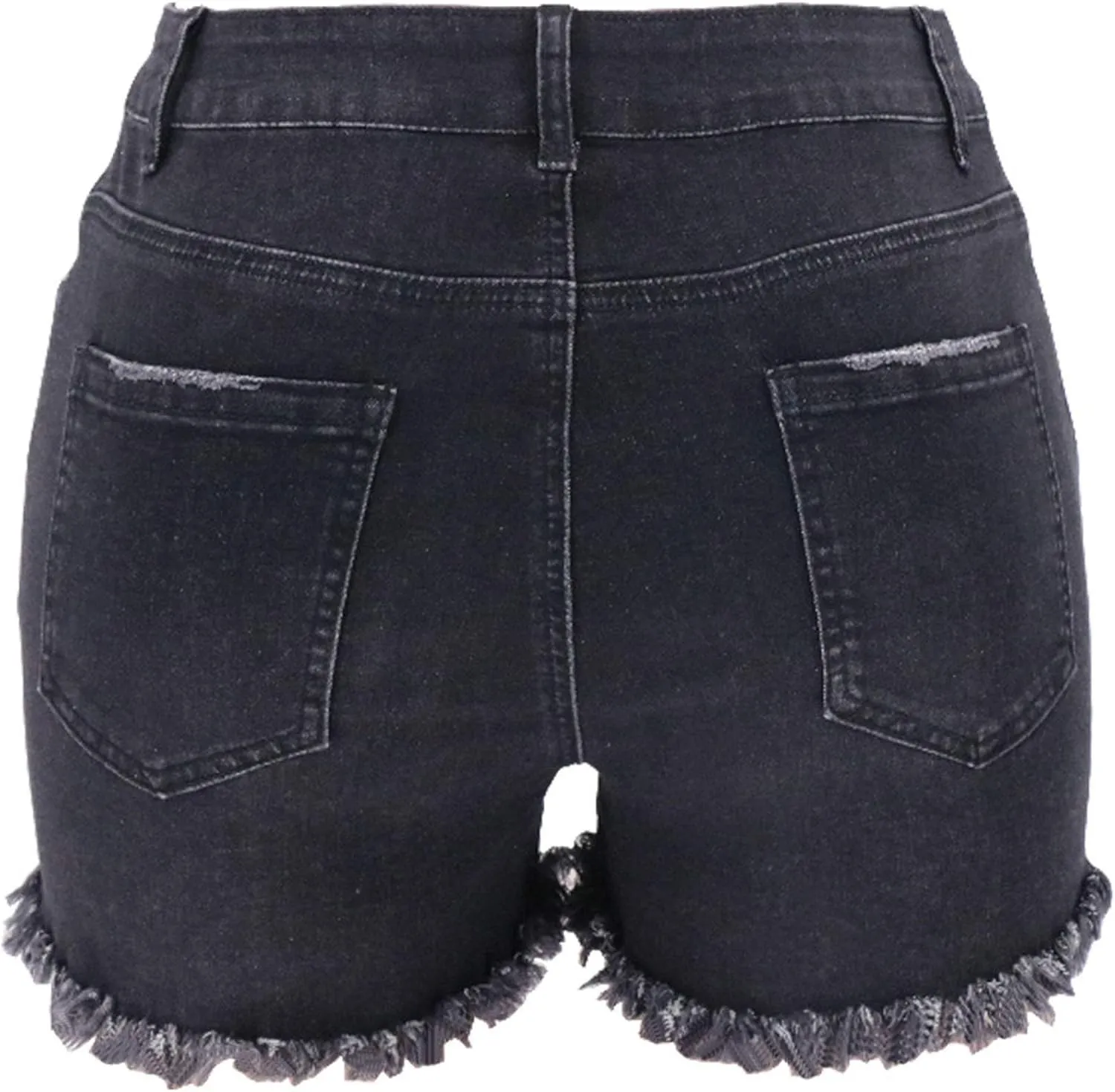 Jean Shorts Womens Mid-High Waisted Jean Shorts Distressed Skinny Denim Shorts Summer Hot Raw Hem Casual Shorts
