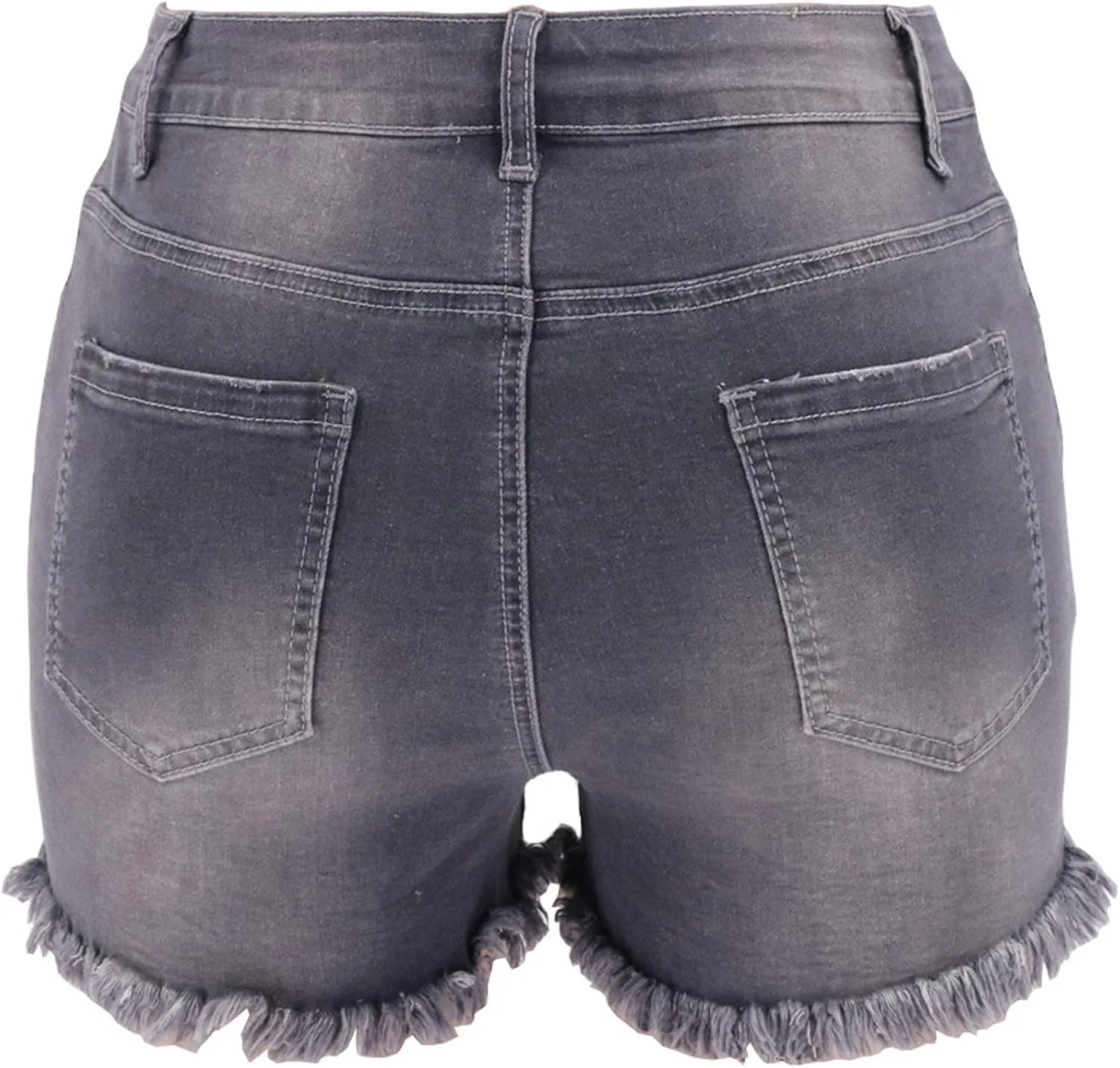 Jean Shorts Womens Mid-High Waisted Jean Shorts Distressed Skinny Denim Shorts Summer Hot Raw Hem Casual Shorts