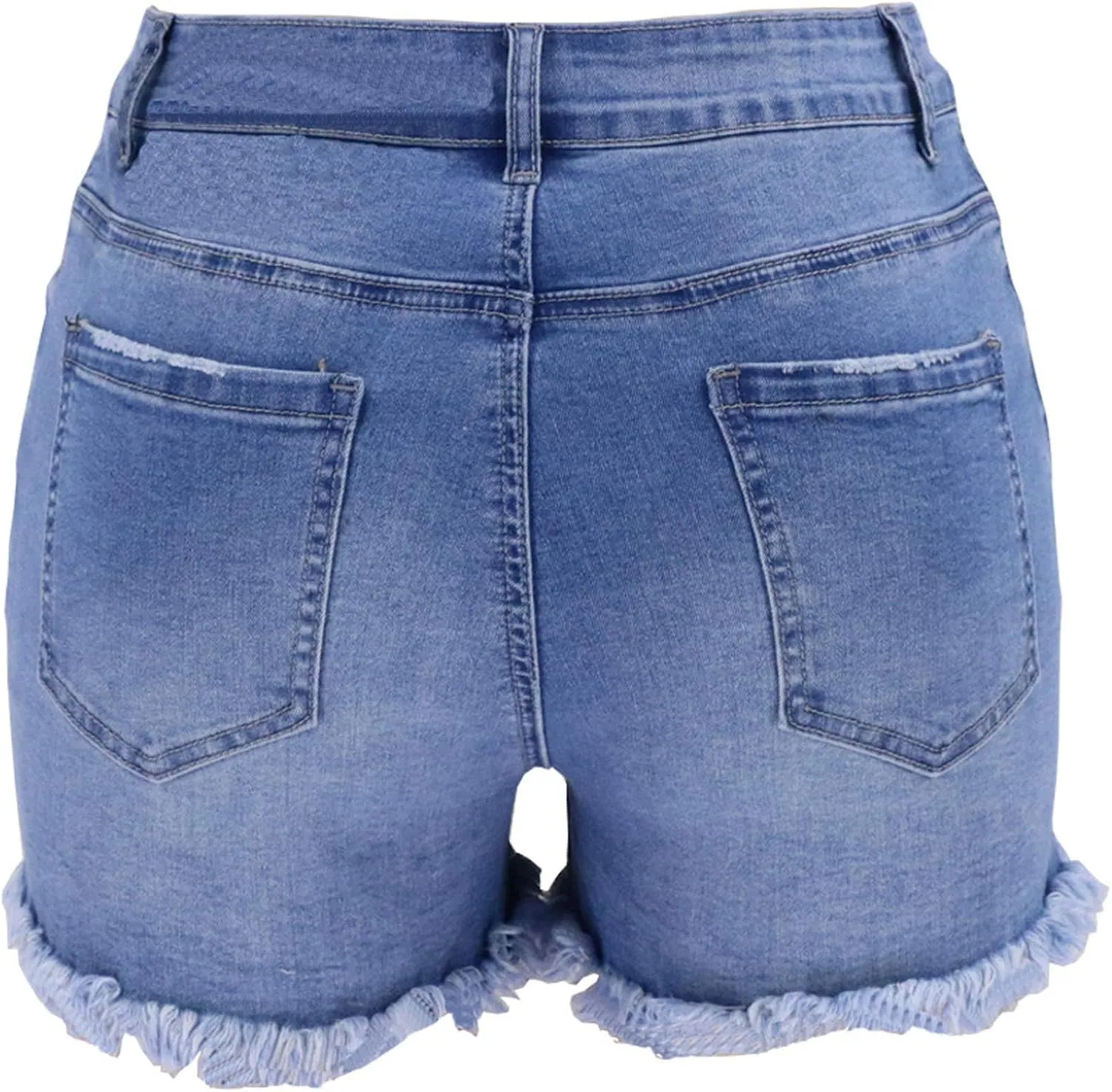 Jean Shorts Womens Mid-High Waisted Jean Shorts Distressed Skinny Denim Shorts Summer Hot Raw Hem Casual Shorts