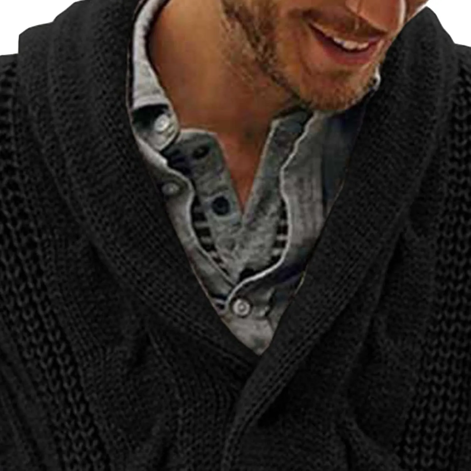 JEsilunmaMY Mens Cable Knit Casual Cardigan Sweaters Button Down Shawl Collar Fall Winter Sweaters Warm Thicken Knitwear