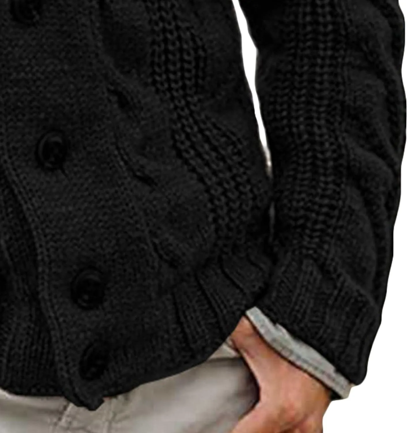 JEsilunmaMY Mens Cable Knit Casual Cardigan Sweaters Button Down Shawl Collar Fall Winter Sweaters Warm Thicken Knitwear